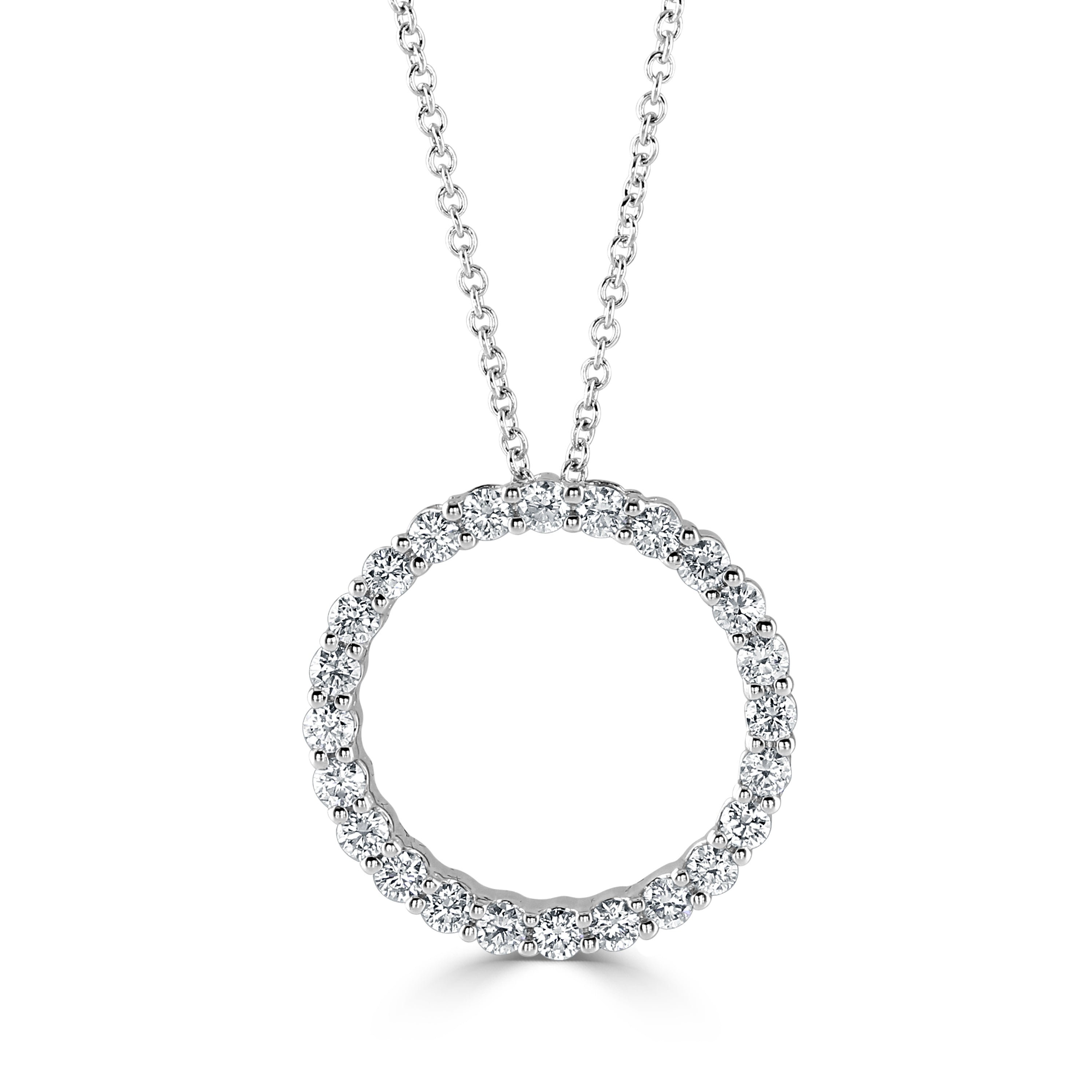 18ct White Gold Diamond Set Open Circle Pendant