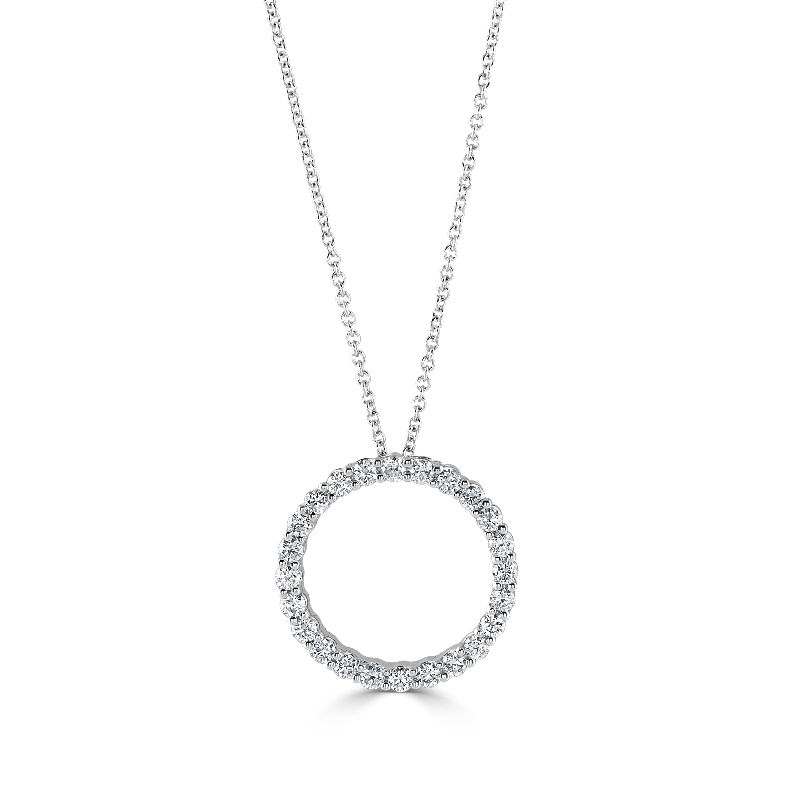 18ct White Gold Diamond Set Open Circle Pendant
