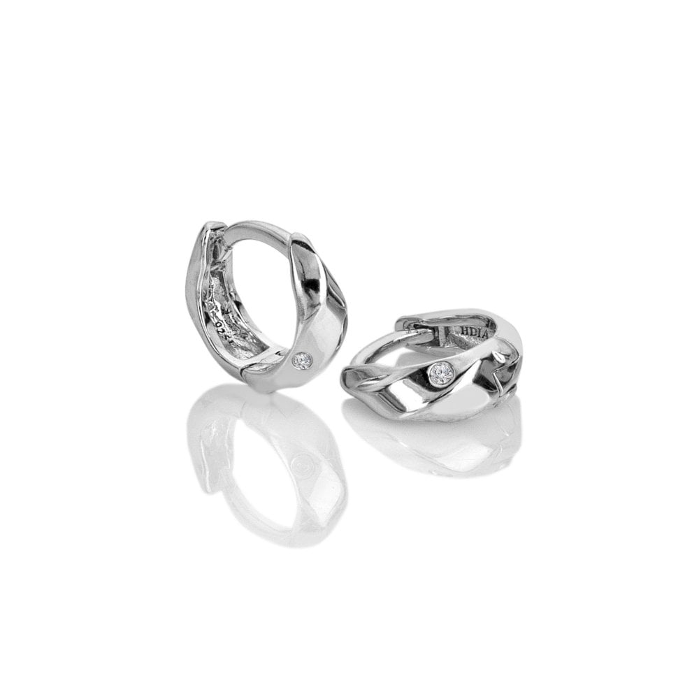 Hot Diamonds Silver Ridge Huggie Hoop Earrings