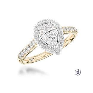 Skye Pear Pear Shape Cut 18ct Yellow Gold Shank and Platinum Head Cluster Diamond
