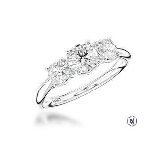 Trilogy Classic Round Brilliant Cut Platinum Three Stone Diamond