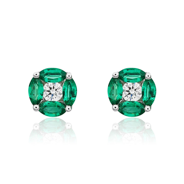 18ct white gold 4 Marquise and 1 Brilliant cut diamond claw set stud earrings