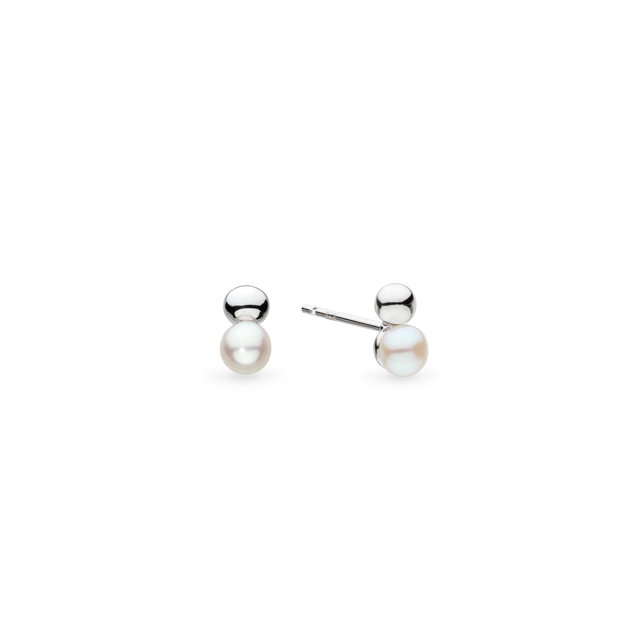 Kit Heath Silver Coast Tumble Pearl Stud Earrings