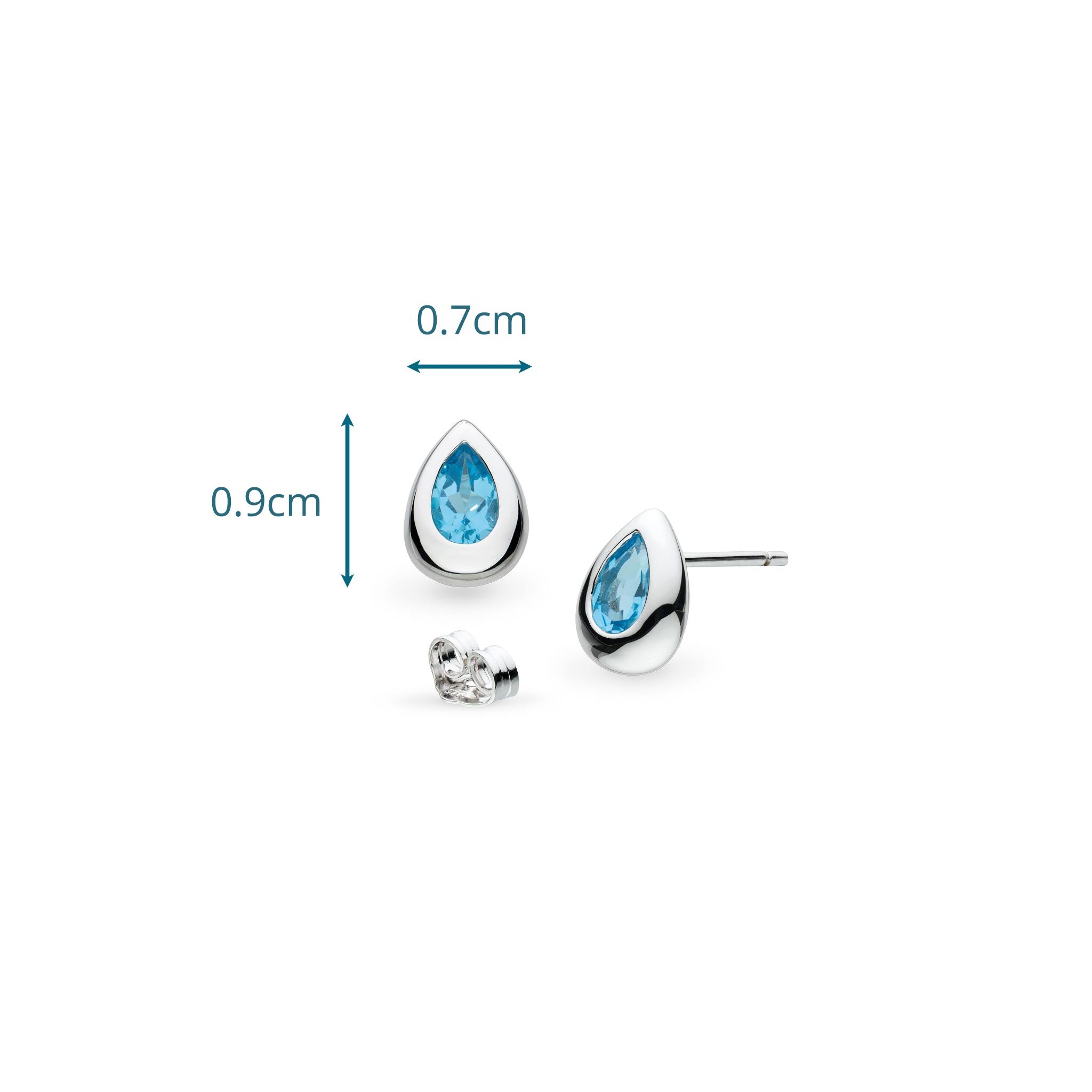 Kit Heath Silver Coast Pebble Swiss Blue Topaz Stud Earrings