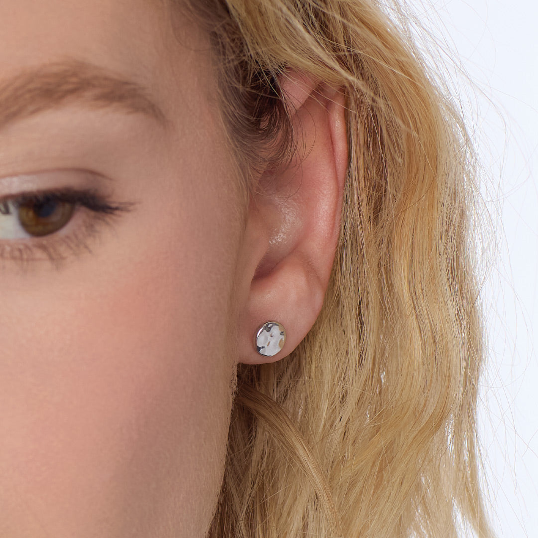 Kit Heath Silver Mirage Reflect Round Disc Stud Earrings