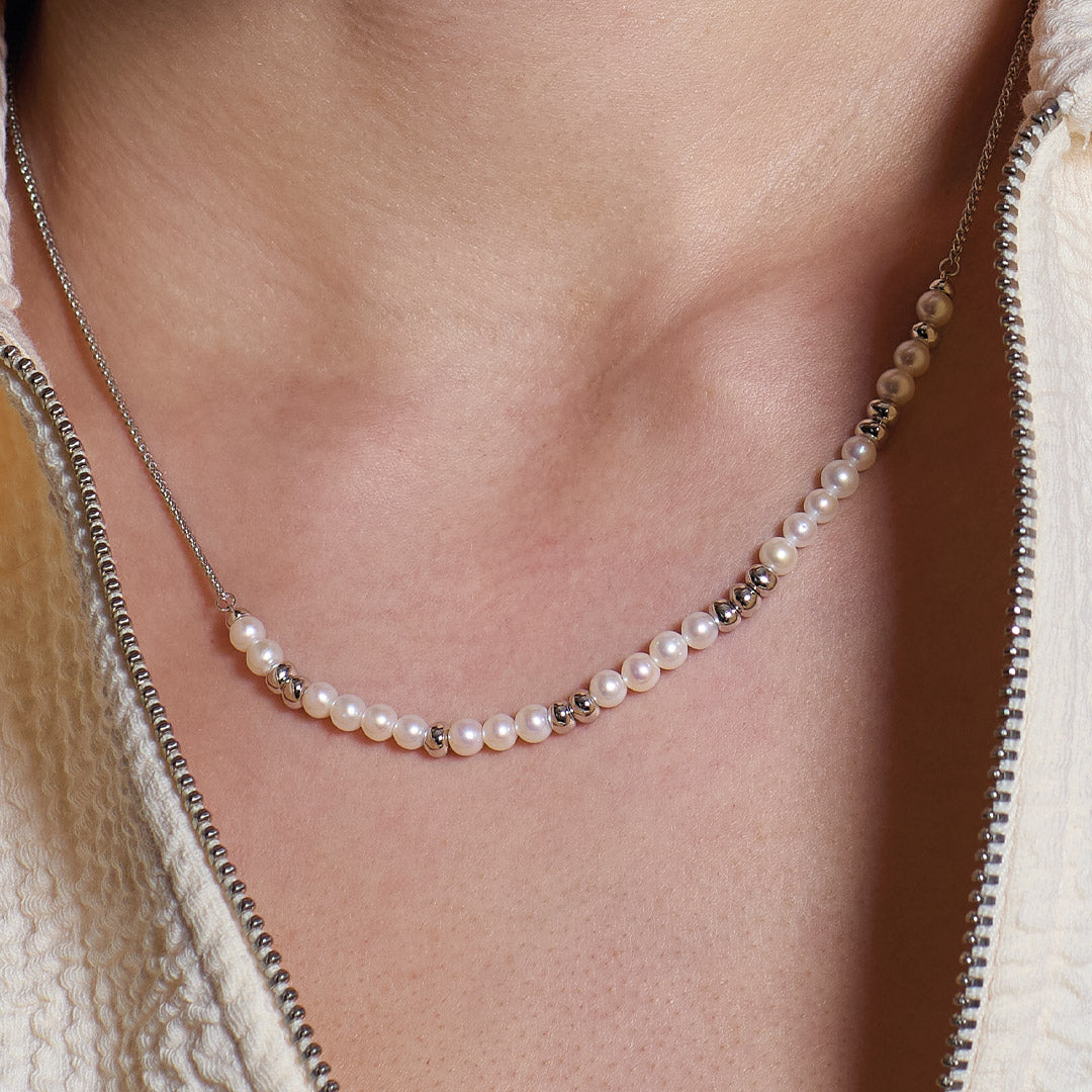 Kit Heath Silver Coast Tumble Pearl Beaded 18" Necklace
