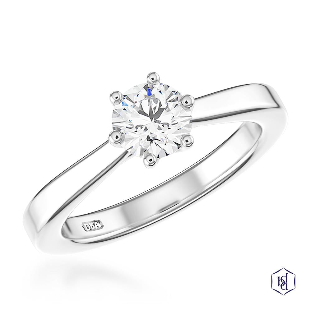 Tulip 6 Round Brilliant Cut Platinum Solitaire Diamond