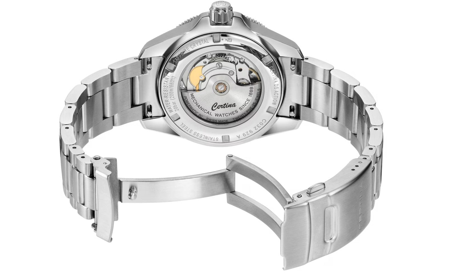 DS Action GMT Powermatic 80 Automatic Watch. Blue Dial Stainless Steel Bracelet.
