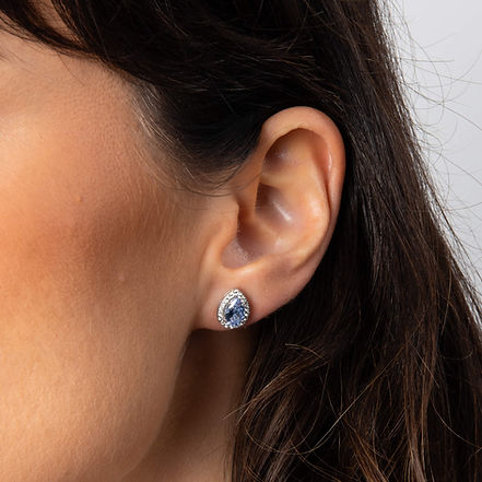 Zirconia Halo Teardrop Stud Earrings
