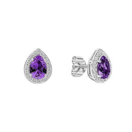 Zirconia Halo Teardrop Stud Earrings