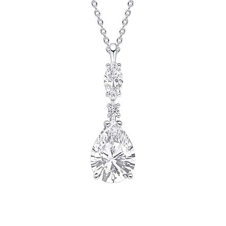 Teardrop and Marquise Drop Pendant Necklace
