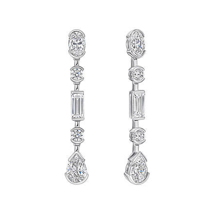 Elongated Half Bezel Drop Earrings