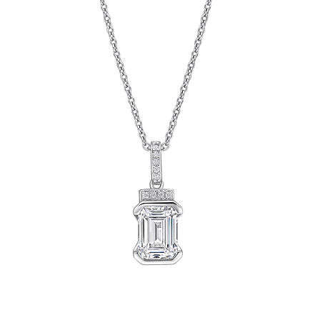 Emerald Cut Half Bezel Drop Pendant