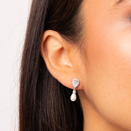 Zirconia & Shell Pearl Drop Earrings