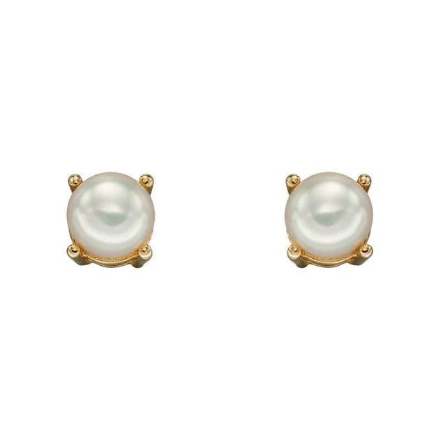 9ct Yellow Gold 4x4mm Freshwater Pearl Stud Earrings