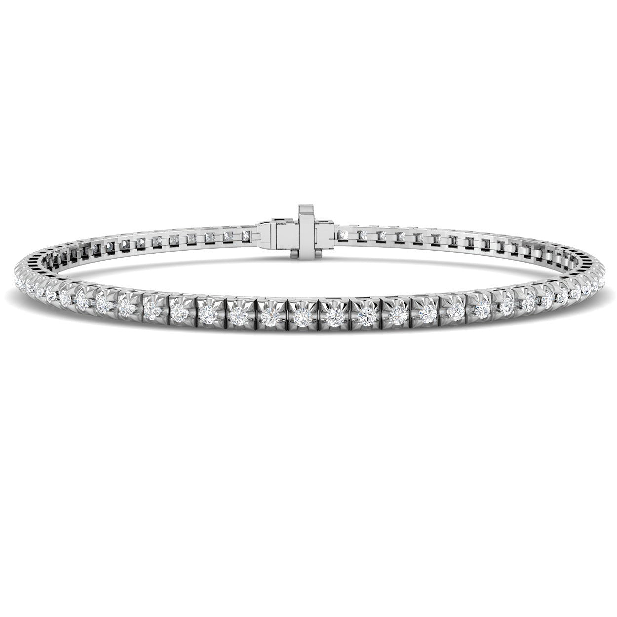 9ct White Gold Diamond Tennis Bracelet