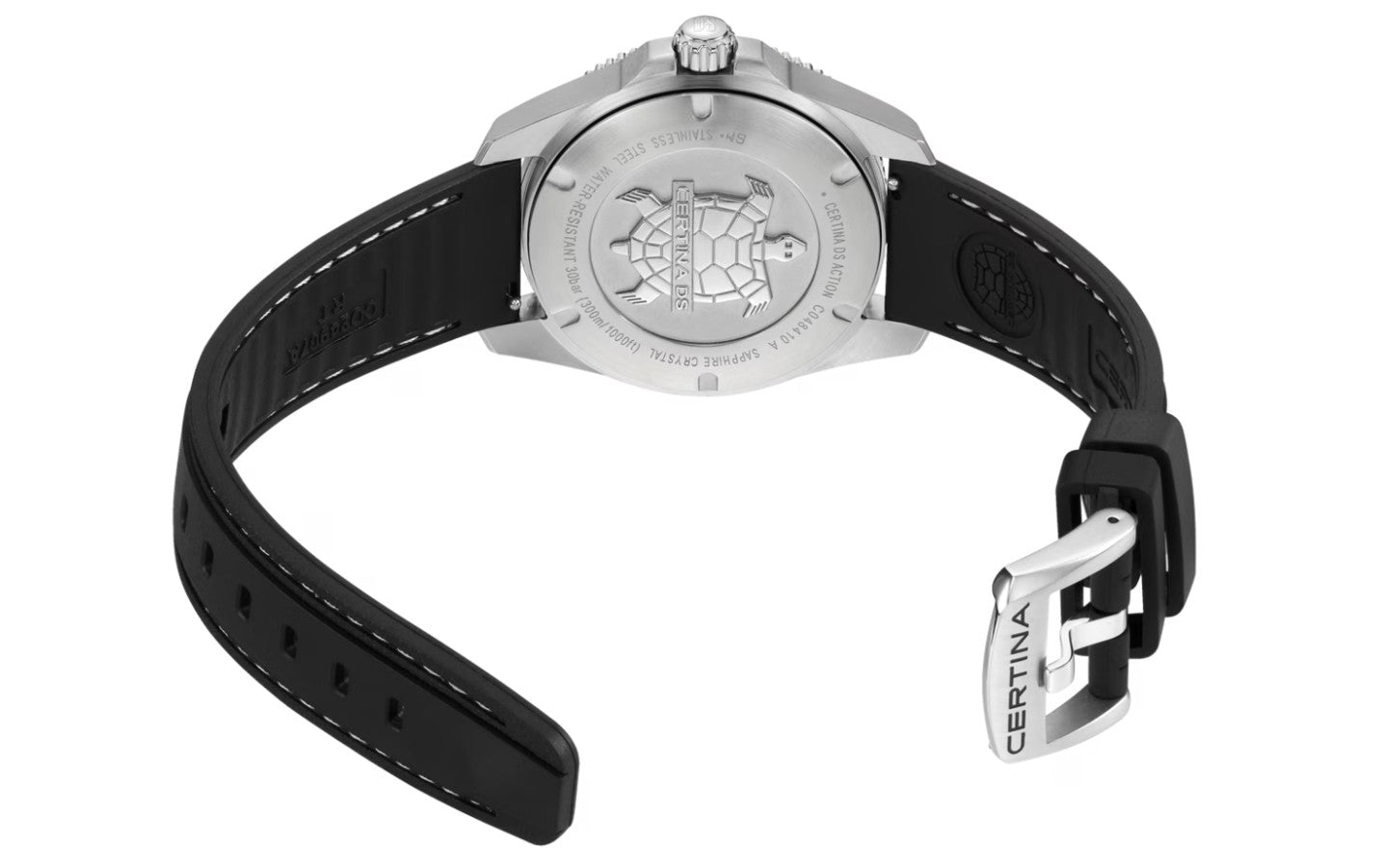 DS Action 40mm Quartz Watch. Black Dial Black Rubber Strap