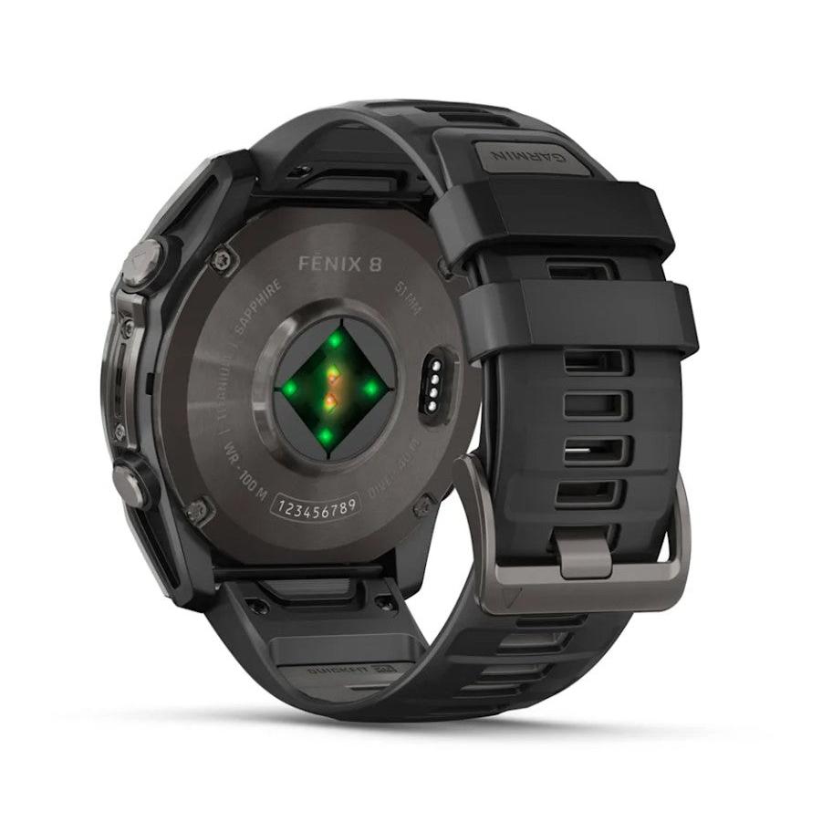 Fenix 8 51mm AMOLED, Sapphire, Carbon Grey DLC with Black/Pebble Grey Silicone Band