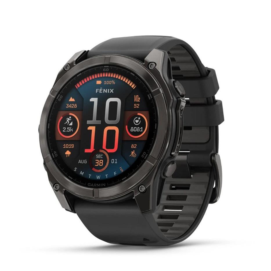 Fenix 8 51mm AMOLED, Sapphire, Carbon Grey DLC with Black/Pebble Grey Silicone Band