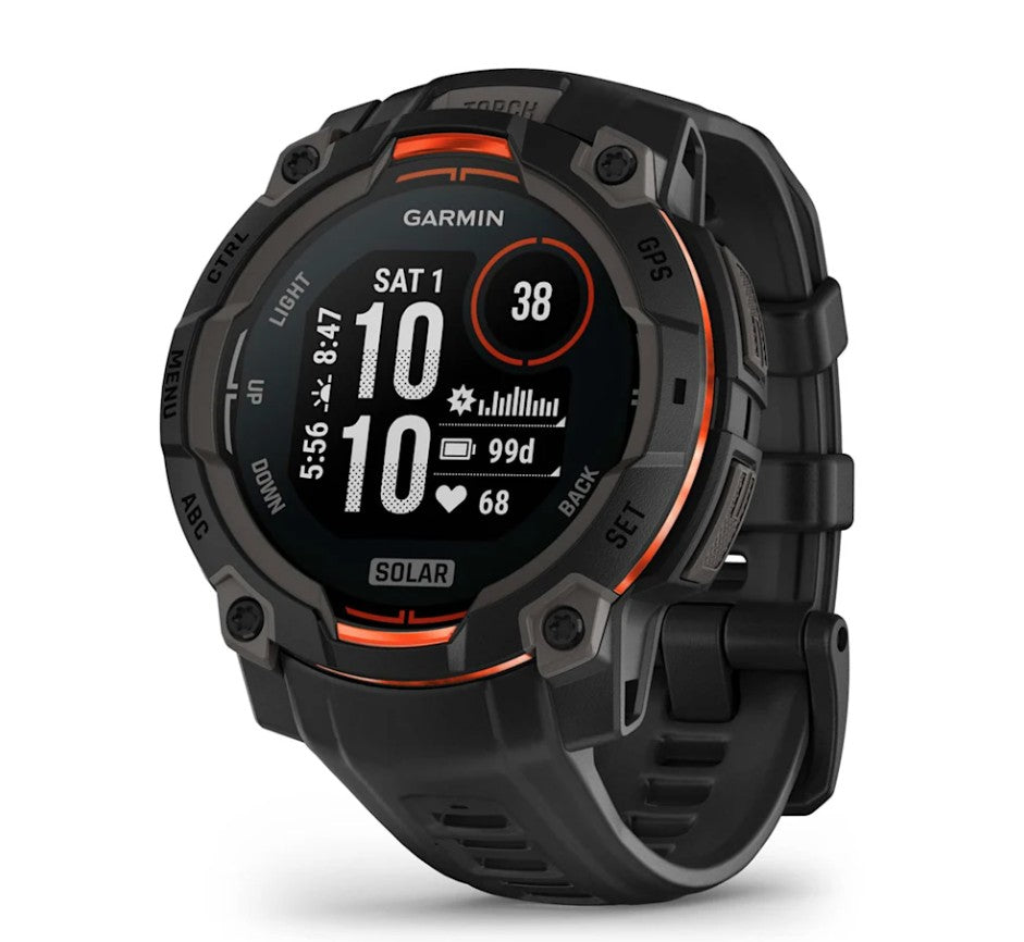 Insticnt 3 45mm Solar Smart Watch. Black with Black Band