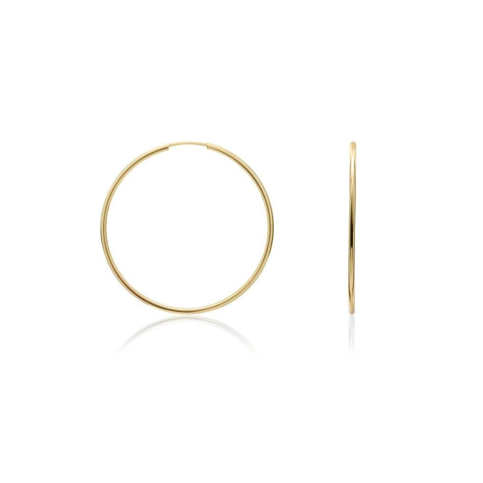 9ct Yellow Gold 32mm Thin Sleeper Hoop Earrings