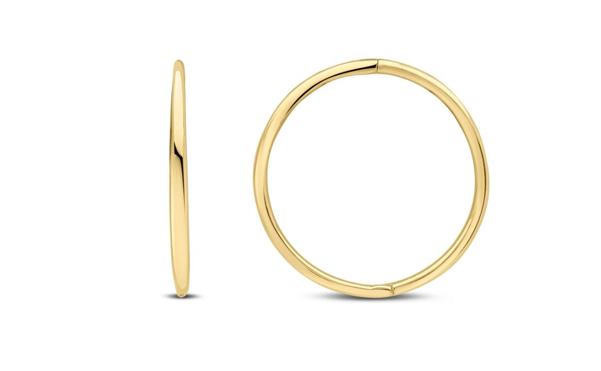 9ct Yellow Gold 18mm Hinged Sleeper Hoop Earrings