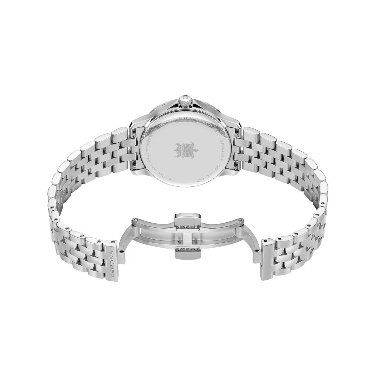 DS-8 Lady Quartz Watch. White Dial Stainless Steel Bracelet.