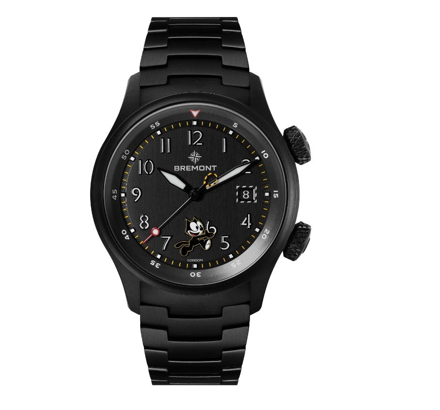 Altitude MB Meteor 'Felix The Cat' Automatic Watch. Black Dial, Black Titanium Bracelet.