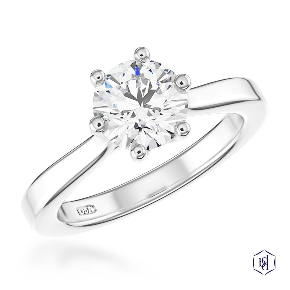 Tulip 6 Round Brilliant Cut Platinum Solitaire Diamond
