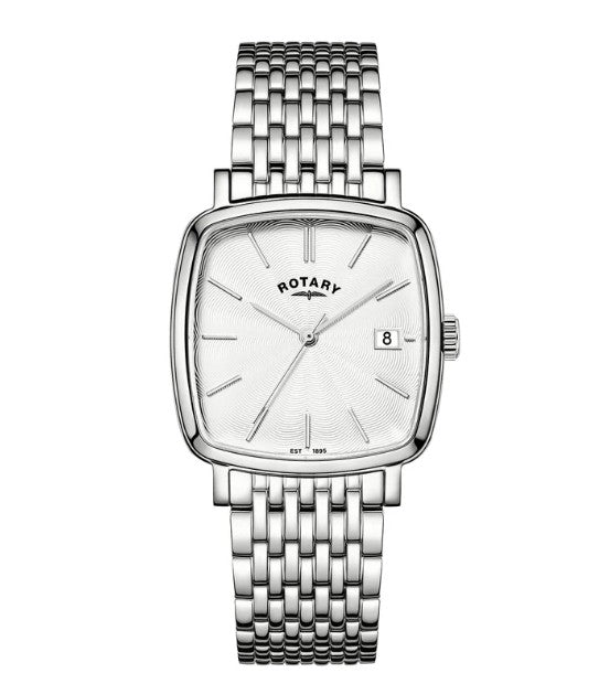 Rotary Heritage Astoria Quartz Watch. White Dial Stainless Steel Bracelet.
