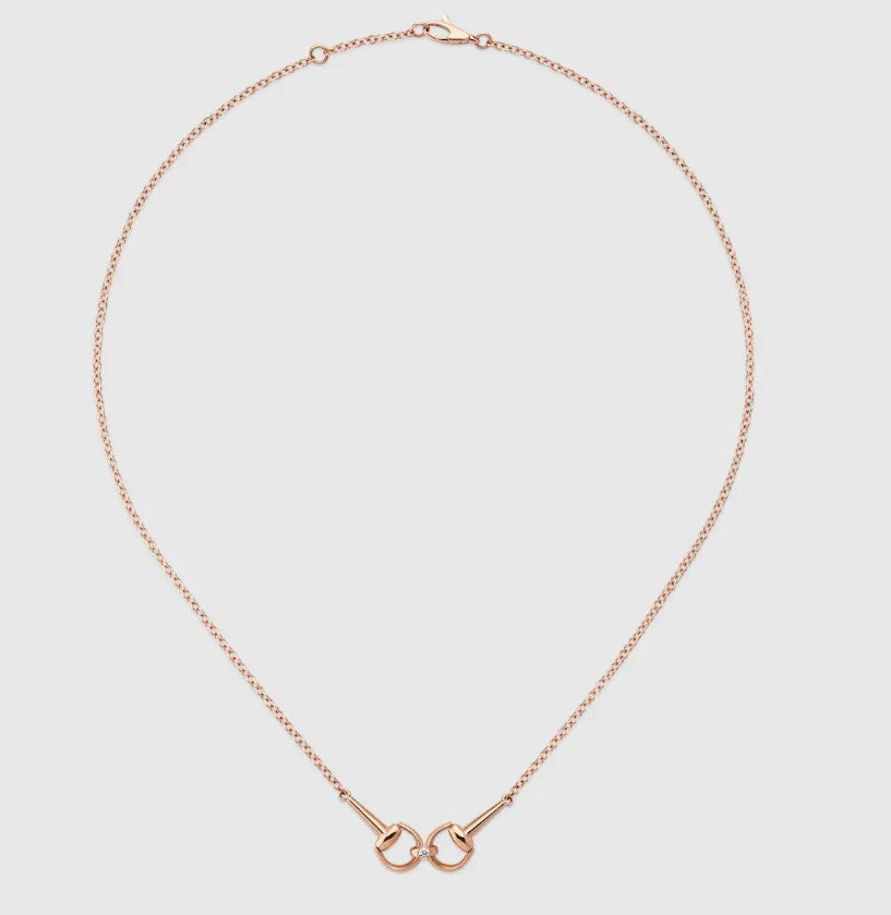 Gucci 18ct Rose Gold Horsebit Necklace with Diamond