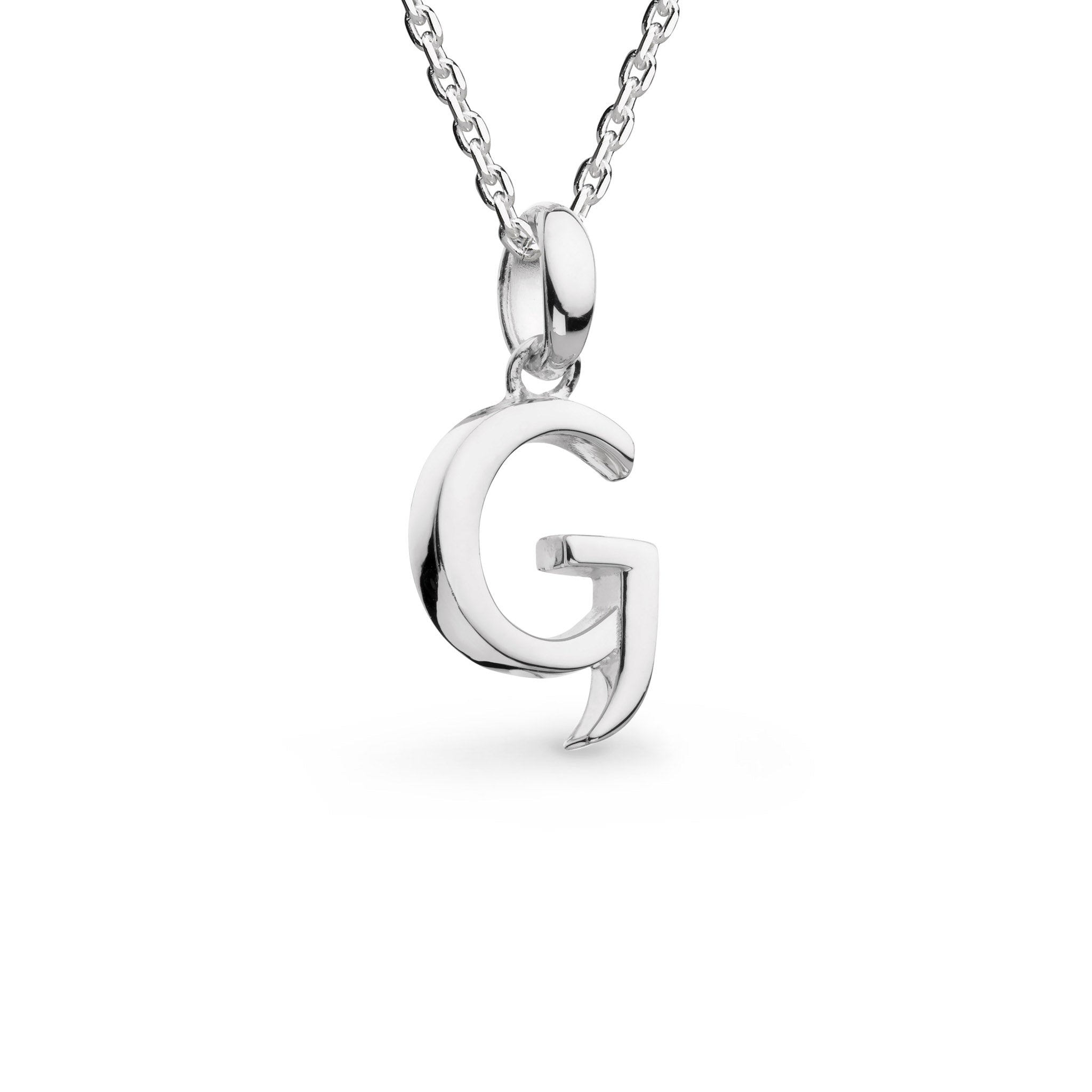 Kit Heath Rhodium Plated Silver Signature Skript Capital G Necklace