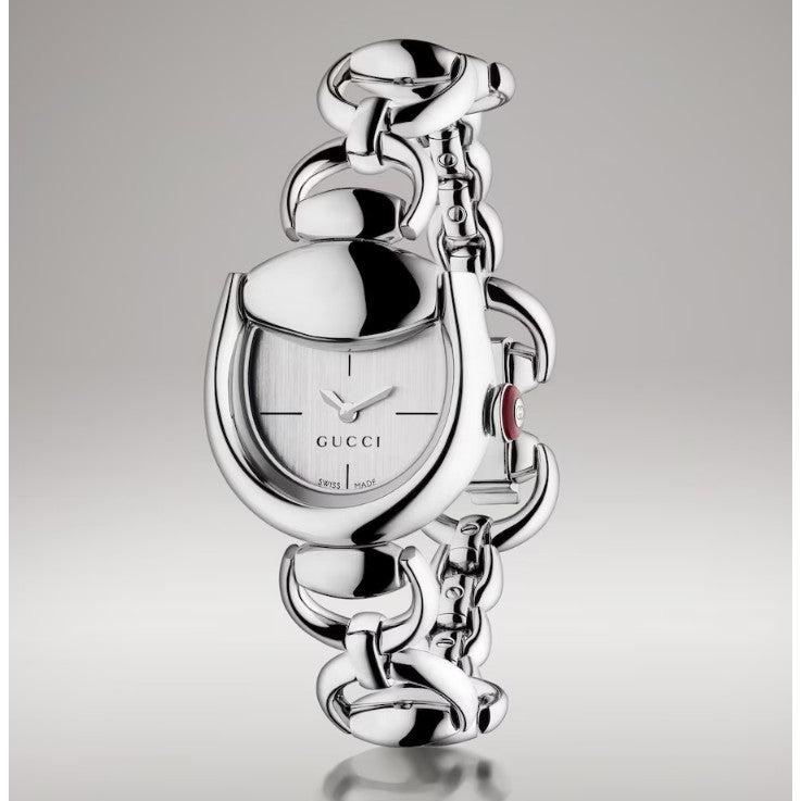 Gucci Horsebit Quartz Watch. Silver Dial Stainless Steel Horsebit Bracelet.