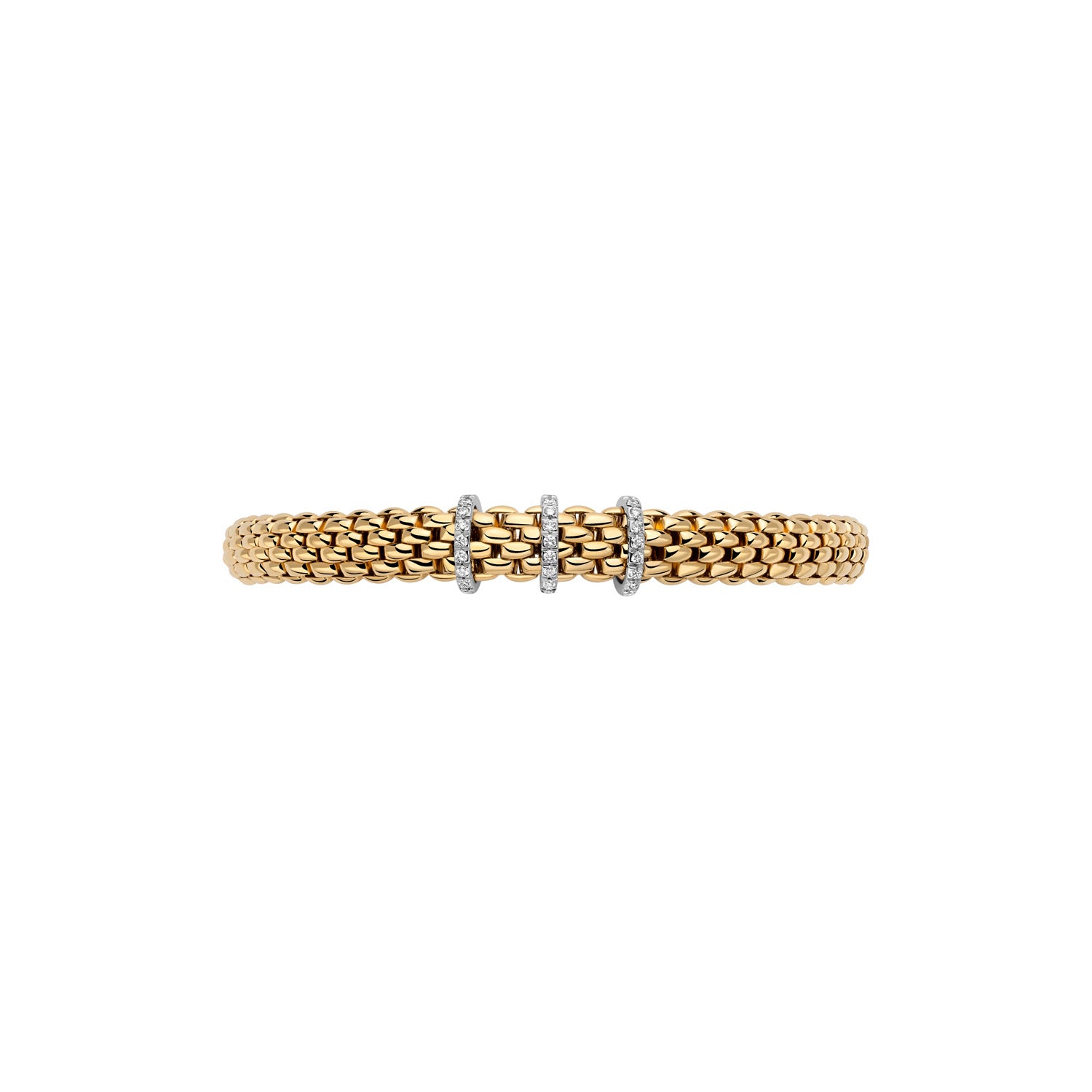 Fope 18ct Yellow Gold Vendome Bracelet with Diamond Pave 0.23ct