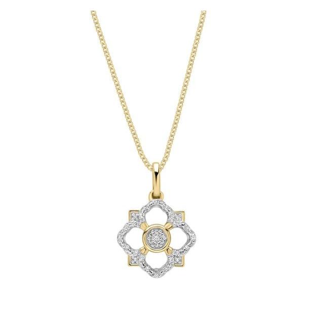 9ct Yellow Gold Diamond Floral Pendant
