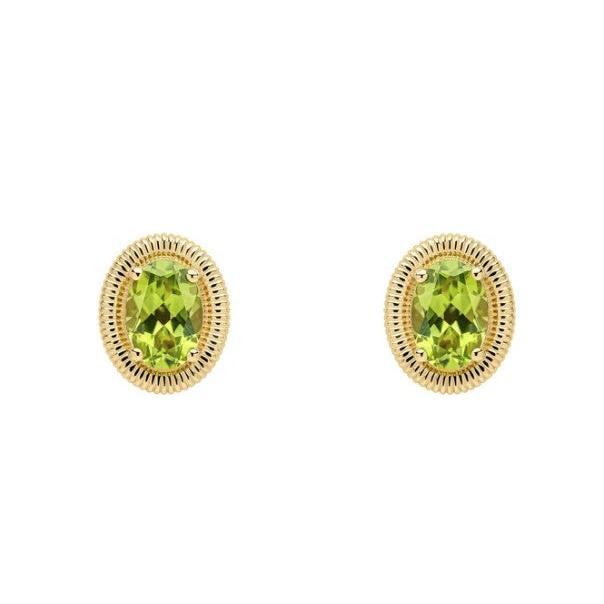 9ct Yellow Gold Oval Peridot Ridged Stud Earrings