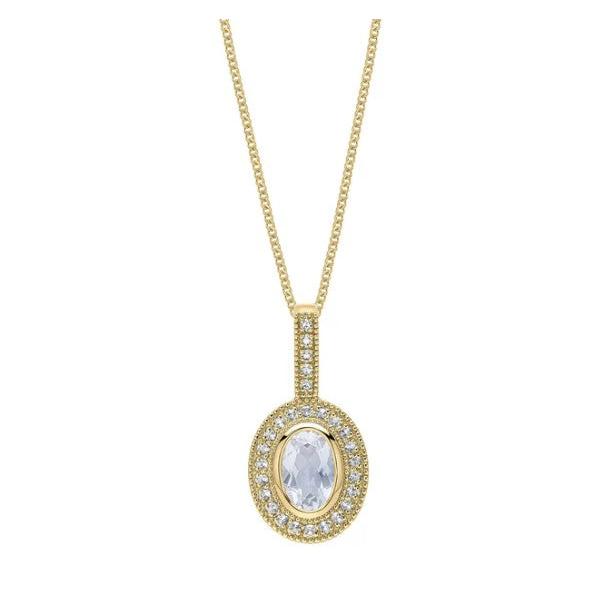 9ct Yellow Gold Oval Blue Moonstone and White Topaz Pendant