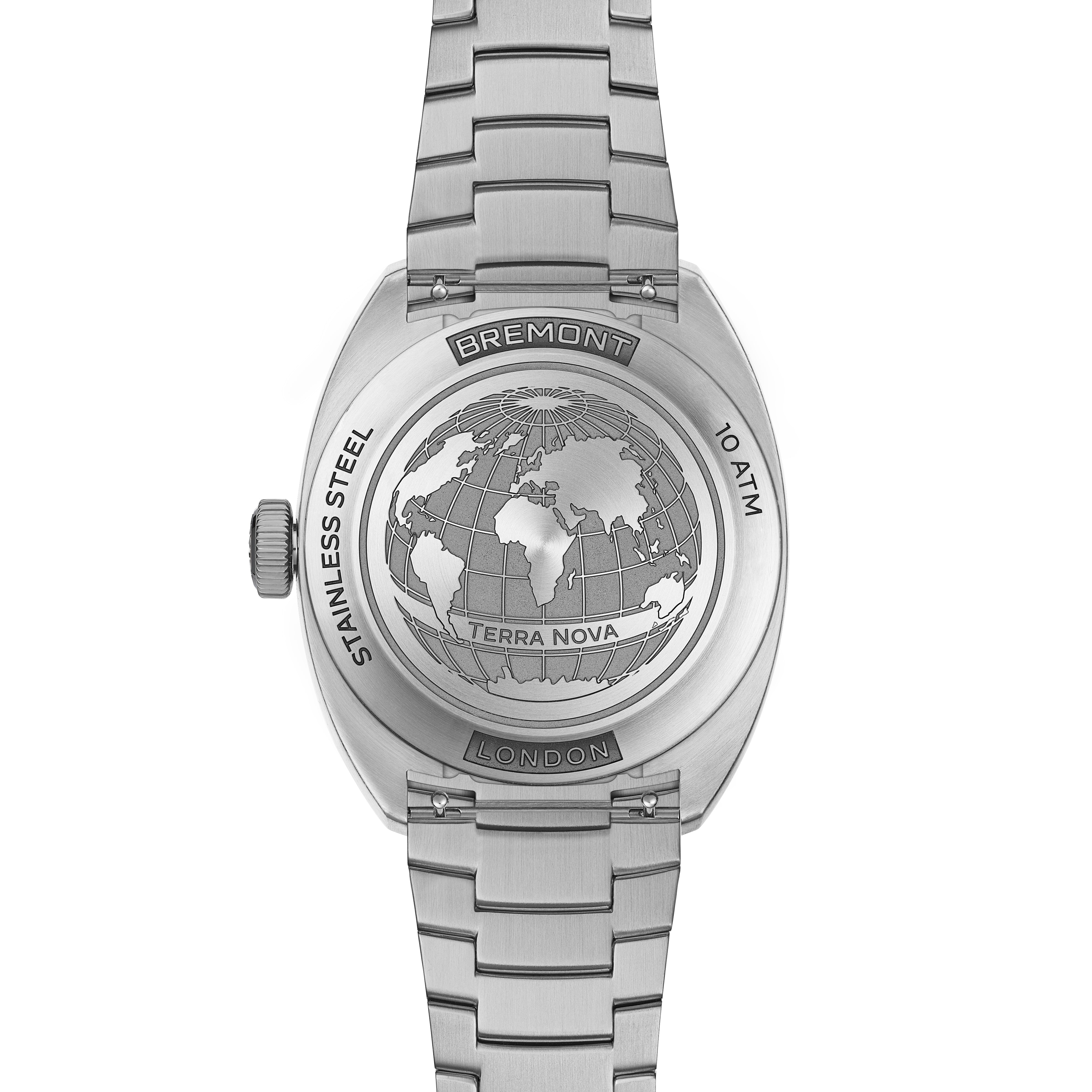 Terra Nova Jumping Hour Automatic Watch. Black Dial, Stainless Steel Bracelet.