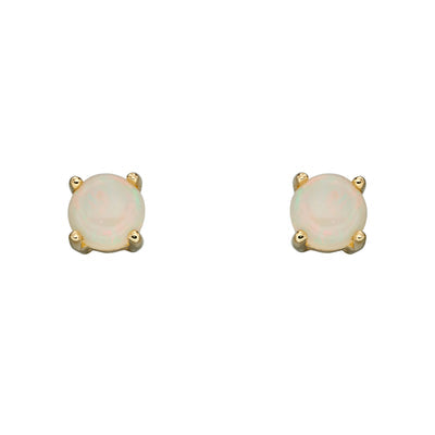 9ct Yellow Gold Round Opal Stud Earrings