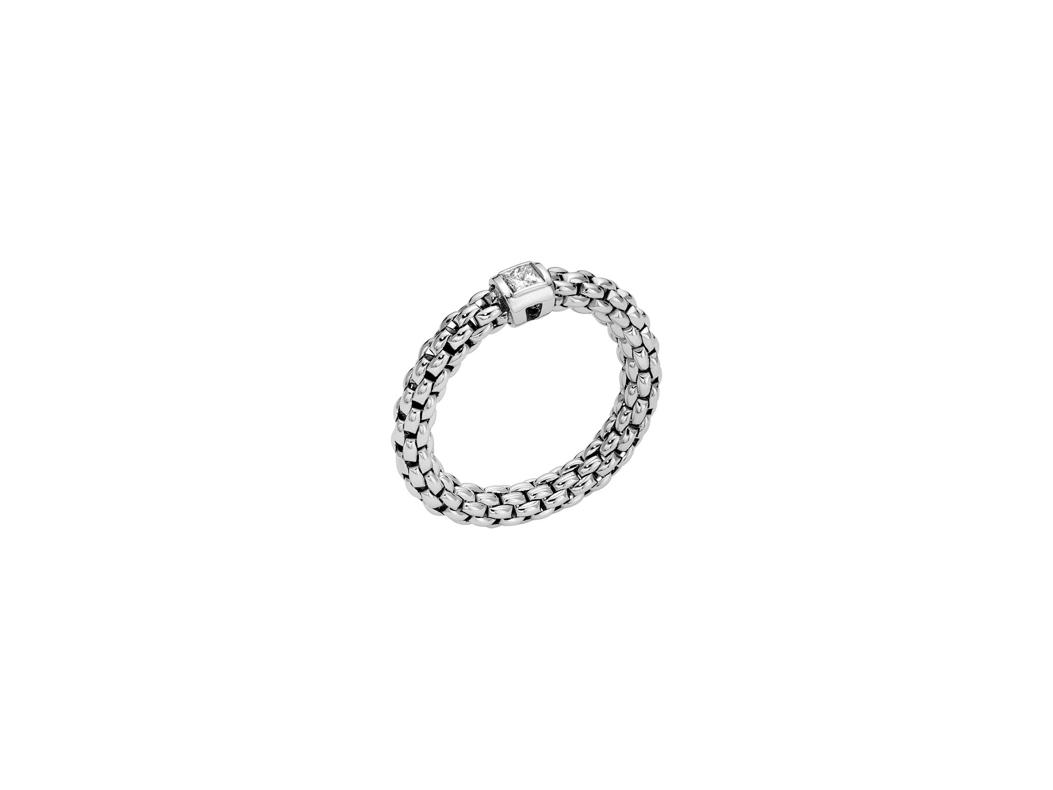 Fope 18ct White Gold Souls Flex'it Ring with White Diamond 0.09ct