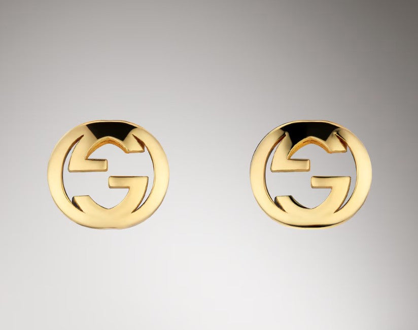 Gucci Interlocking 18ct Yellow Gold Stud Earrings