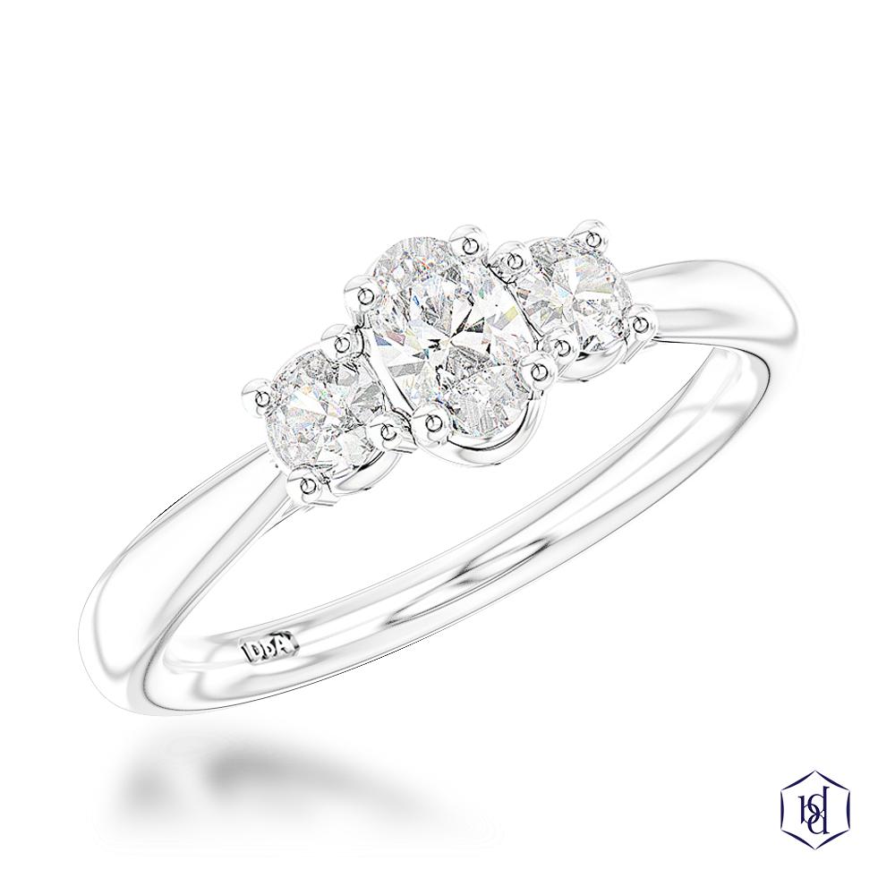 Royal Oval Oval Cut Platinum Three Stone Diamond