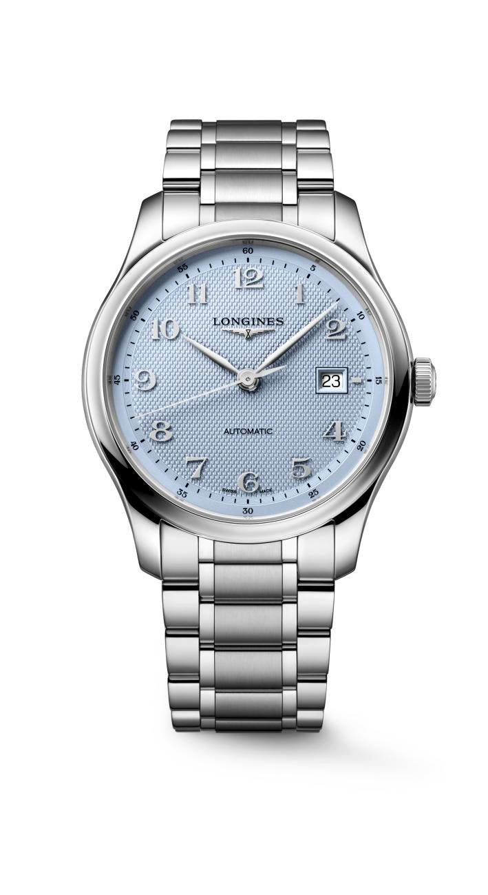 The Master Collection Automatic Watch. Light Blue Barleycorn Dial, Stainless Steel Bracelet