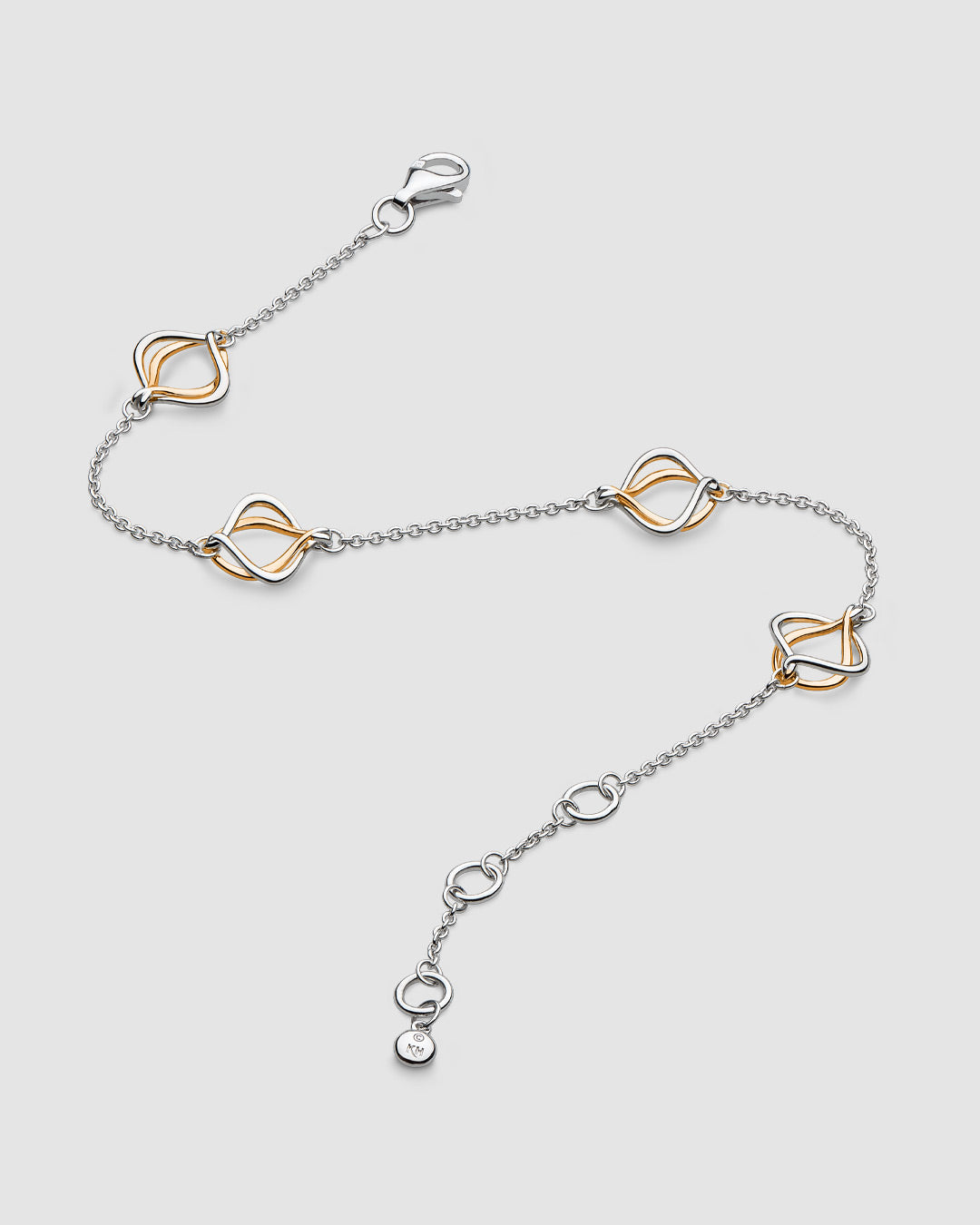 Kit Heath Alicia Rose Rhodium Plated and Rose Gold Plated 7.5" Fine Station Bracelet