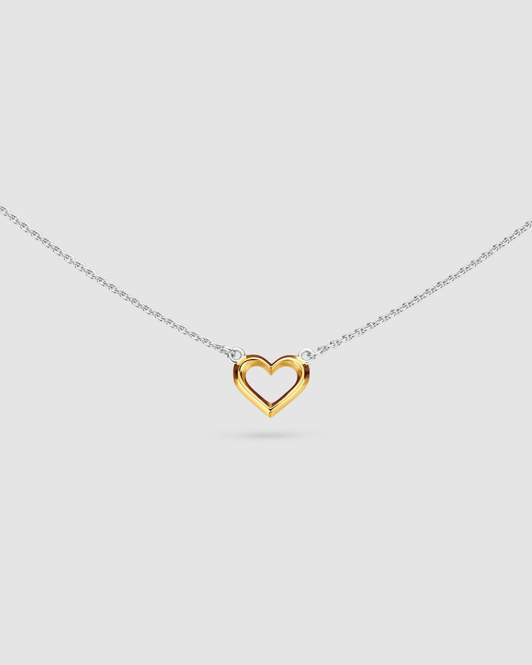 Kit Heath Love Silver Heart Golden Fine Outline Gold Plated Two-Tone Mini 17" Necklet