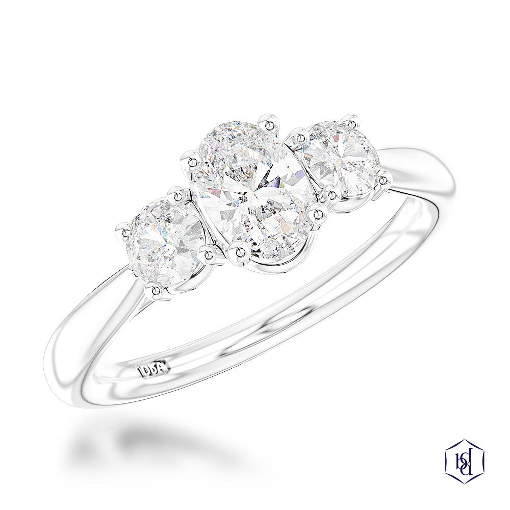 Royal Oval Oval Cut Platinum Three Stone Diamond