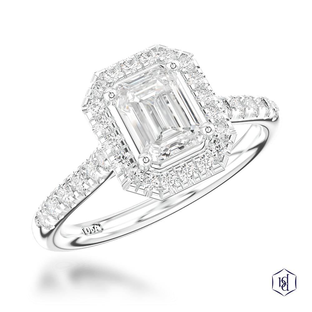 Skye Emerald Cut Platinum Cluster Diamond