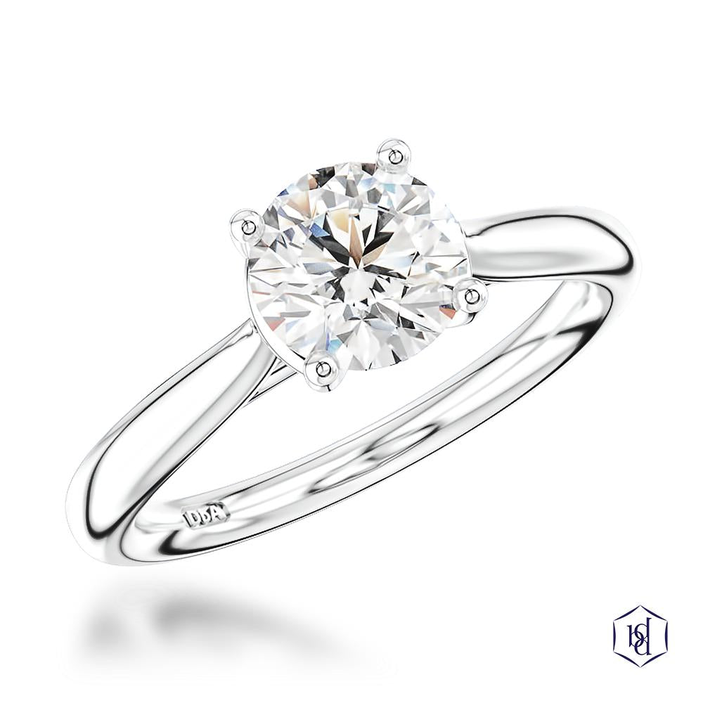 Open Tulip Round Brilliant Cut Platinum Solitaire Diamond