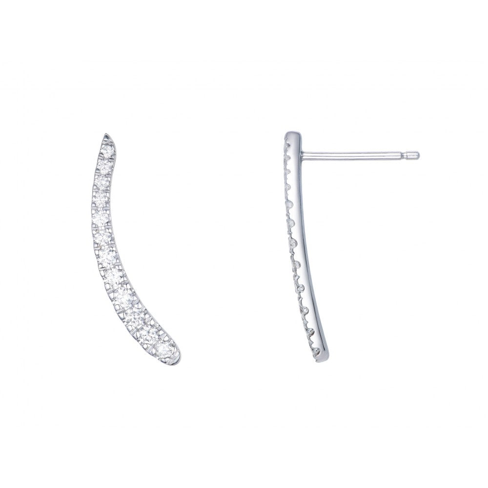 18ct White Gold Elongated Diamond Drop Earrings