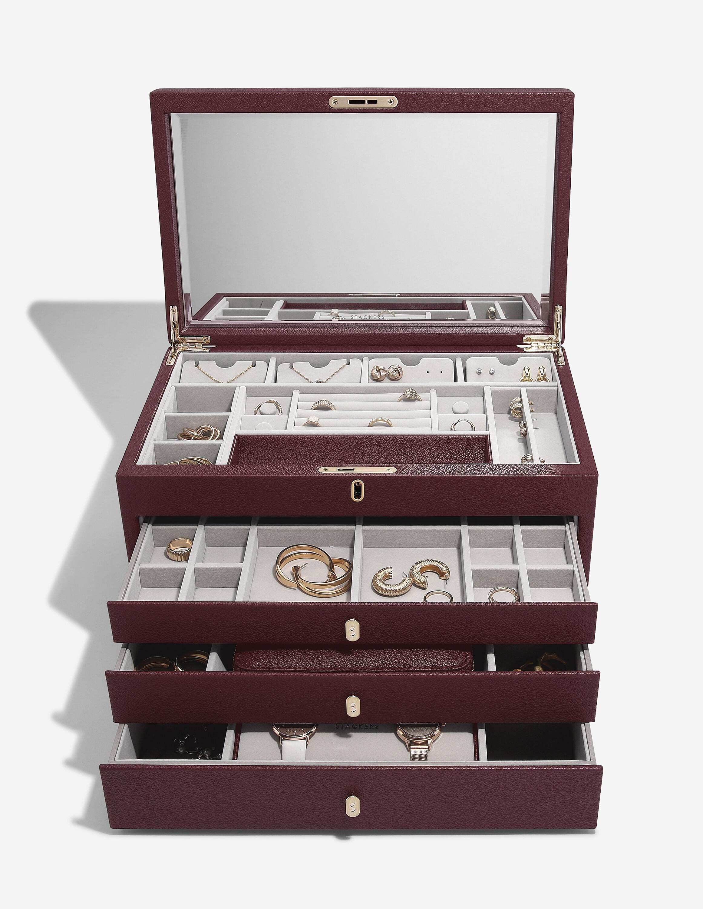 Stackers- Large Luxury Jewellery Box in Burgandy